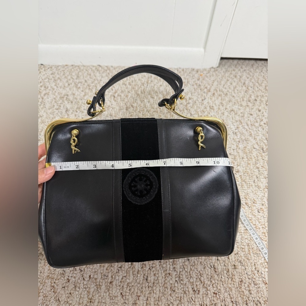Roberta Di Camerino Black Velvet and leather Gold Satchel Authentic - Picture 10 of 10